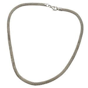 Vintage SU 925 Italy Sterling Silver Mesh Chain Necklace 13.85g Marked